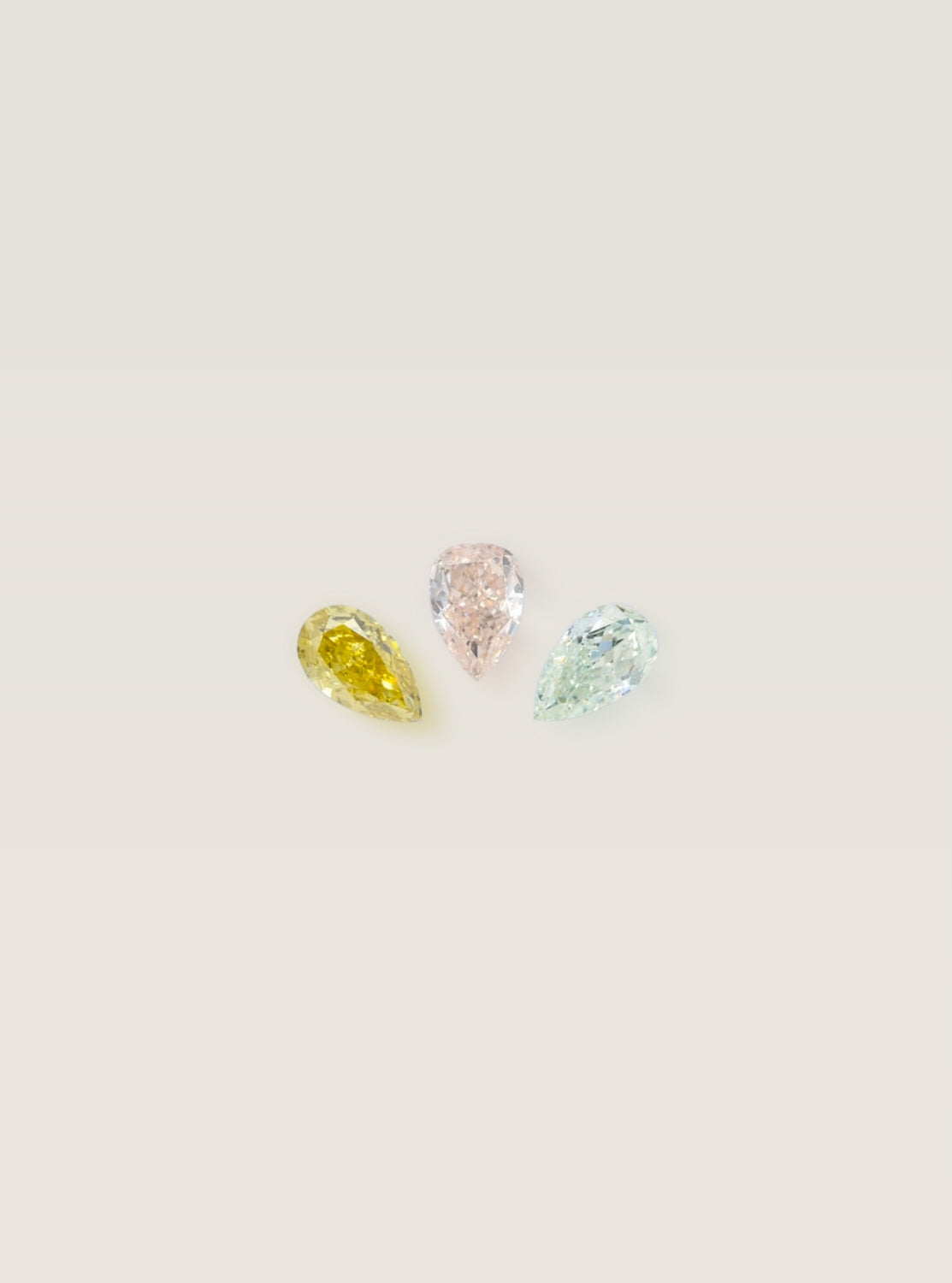 Fancy Pear Trio - Yellow 1.01 carat, Green 1.01 carat, Pink 0.72 carat
